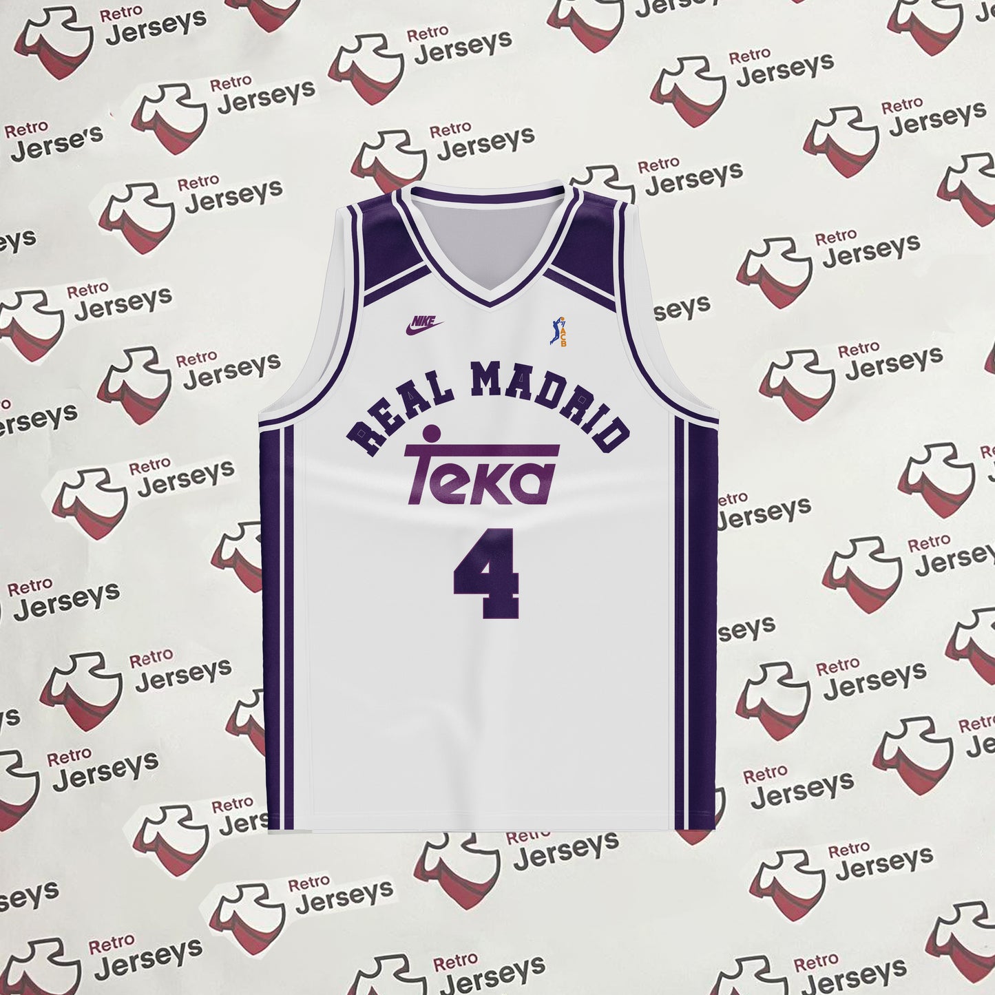 Real Madrid Basketball Shirt 1995-1996 Home - Retro Jerseys, Camiseta de baloncesto del Real Madrid